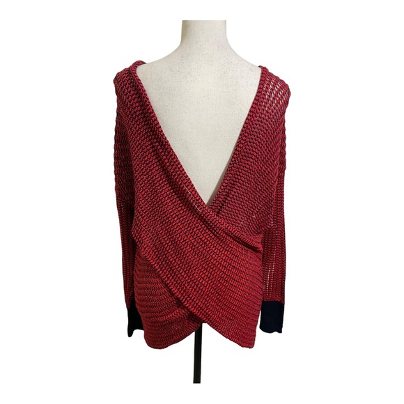 Derek lam 19 Crosby intermix red navy cross back knit sweater. Size XSmall - Picture 6 of 9
